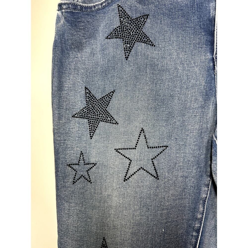 VIA RITINA Women's Denim Rhinestone Star Skinny Jeans Blue Size 10 - Picture 6 of 14
